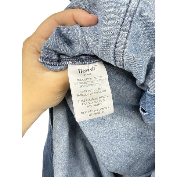 Boyish Jeans Revolve Marcel Western Shirt Dress In Blau Minimalist Womens Small - Picture 5 of 7